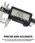 6 Inch Electronic Digital Caliper With Stainless Steel Build And Extra Large LCD Screen measuring a nut for craft and DIY projects