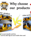 Heavy Duty Yet Featherweight Portable Table Saw Stand Designed For Smooth Rollin Shop Mobility Includes Quick Attach Miter Bracket And Zero Hassle Fast Fold Assembly comparison image with stability highlights.