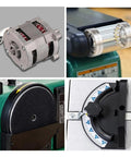Heavy Duty 550W Electric Belt Sander And Polishing Machine With Adjustable Angle Table motor and components close-up details.