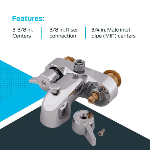 Two-Handle Add-On Shower Diverter Bathcock In Chrome Plated Brass, Fits Most Tubs, Easy Conversion From Bath Faucet, Model 11129