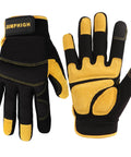 All Purpose Mens Utility Work Gloves With Synthetic Leather Palm For Tough Jobs, Flexible Spandex Back For Breathable Dexterity