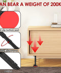 2 Pack Cabinet Jacks For Installing Cabinets, height-adjustable support pole underneath a wooden cabinet, shows stability features.
