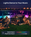 Group enjoying party with Smart WiFi RGB LED Flood Lights Outdoor With App Control And Alexa, IP66 Waterproof uplights on lawn.