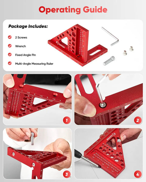 3D Multi Angle Measuring Square Ruler For Woodworking And Construction Pro Grade Aluminum Carpenter Square with tools and guide