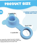 2Pack Silicone Blue Bathtub Stopper Plug size details showing 3.0cm diameter, 2.5cm inner hole, and 1.1cm thickness for secure fit.
