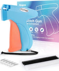 DIY Garment Stitch Gun For Quick Clothing Fixes With 6 Fine Needles And 1000 Black Plus 1000 White Fasteners next to packaging