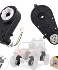 2 Pack RS550 High Speed Gearbox For 12V Power Wheels Upgrade Kit showing motor details and parts layout