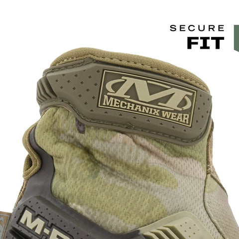 Close-up of M-Pact Tactical Gloves with Secure Fit and Touchscreen Capability, MultiCam Camouflage detail on the cuff.