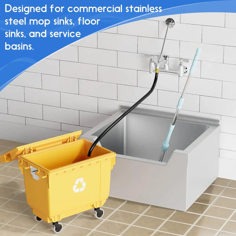 Commercial Mop Sink Faucet With Vacuum Breaker, Wall Mount 8 Inch Center Service Sink Faucet shown above utility sink.