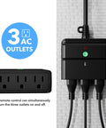 Plug And Play Weatherproof Outdoor Indoor Wireless Remote Control Outlet Kit With Three Grounded Outlets Heavy Duty 15 Amp Power Strip Compact Black Body