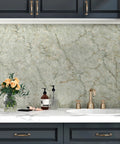 Peel And Stick Marble Contact Paper For Countertops Waterproof Vinyl Self Adhesive Liner in Green Marble Pattern backsplash