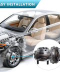 Diagram showing Two Pack 513296 Front Wheel Hub And Bearing Assemblies for 2007-2021 Nissan Altima Maxima with car installation view