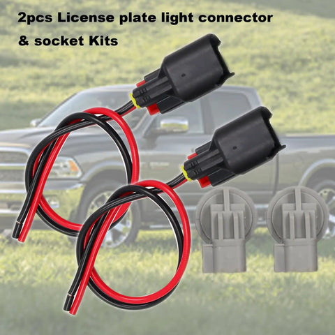 Ram 2500 License Plate Light Connector And Socket Kit Two Pack 2011-2018 5.7L 6.4L 6.7L Waterproof Harness with truck