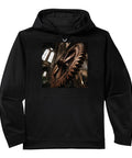 Cool Industrial Gear Machinery Steampunk Architecture Performance Hoodie With Classic Fit And Moisture Releasing Tech For Maximum Comfort And Style In Black featuring a large gear design.