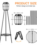 Product dimensions for 2 Pack Outdoor Solar Lights With Plant Stand And Tall Metal Planter Holder for Patio Garden Porch.