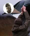 Paracord Bracelet For Men Tactical Survival Gear With Bronze USA Flag Charm Adjustable Three Size Green Camo Outdoor