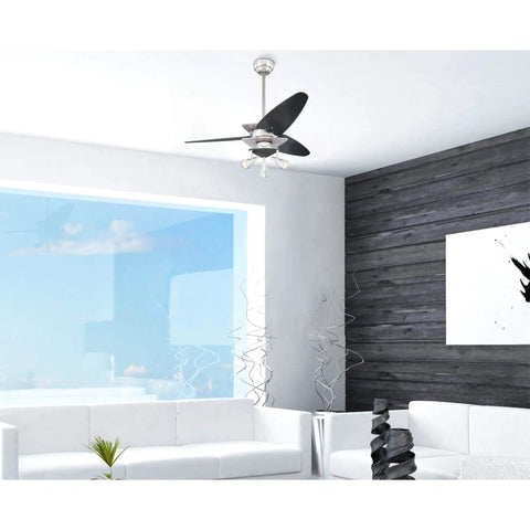 Vector Elite 42 Inch Three Blade Ceiling Fan With LED Light Kit Slick Brushed Nickel Finish Graphite Accents in modern room