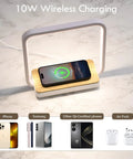 Bedside Lamp With Qi Wireless Charger And 3 Step Dimmable Touch Control A13 Table Lamp for phones and headphones charging