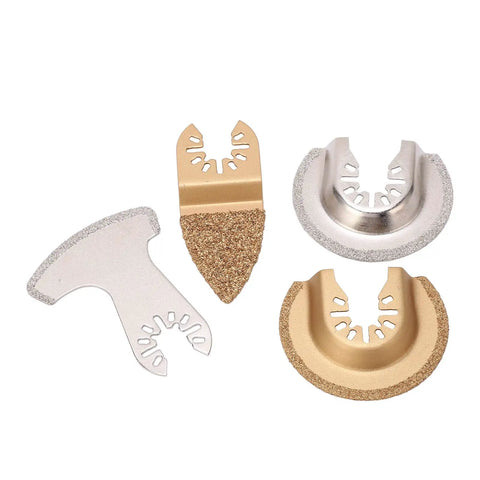 4 Piece Oscillating Saw Blades Multi Tool Kit With Semi Circle Finger Segment Blades High Grit Carbide Quick Release