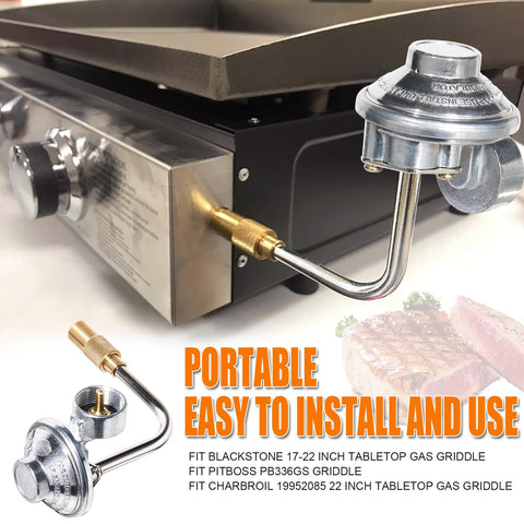 Blackstone Griddle Regulator Replacement for 17 Inch and 22 Inch Tabletop Griddles, Plug and Play Connect From 1 Lb to 20 Lb Propane Tank