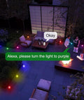 LED Deck Lights Kit Multicolor 20 Pack 1.22 Inch RGBW IC Smart Recessed Low Voltage 12V lights in an outdoor patio setting
