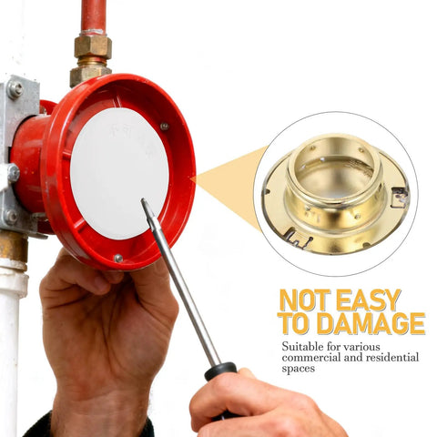 Installing Right On Track Four Pack Flat Round Fire Sprinkler Cover Plates Slick Concealed Ceiling Caps for protection.