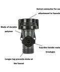 Full Flow Garden Hose Shut Off Valve in gray with rust proof nylon, cap type handle, swivel connector for easy faucet attachment.