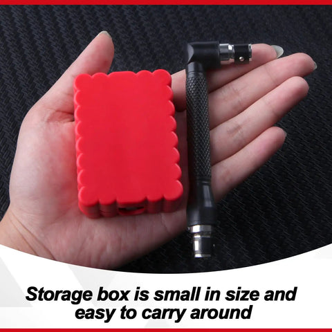 Hand holding a small red storage box and magnetic extension holder from the Badass Security Torx Bit Set With Magnetic Extension Holder And L Spanner Tamper Resistant Star Drive Bits Metric Imperial Hex Key Wrench Garage Essentials.