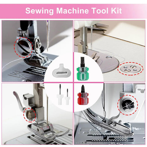 16 Piece Sewing Machine Cleaning Kit with dual head brush, tweezers, screwdrivers; essential crevice cleaning tools for sewers.