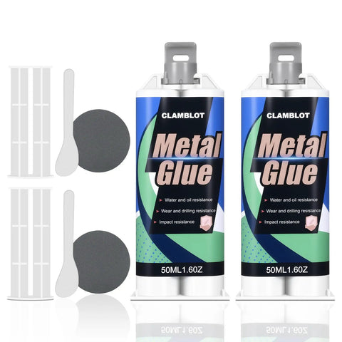 Heavy Duty Metal Glue And Steel Epoxy Two Pack Waterproof Liquid Weld 1.76 Oz Each, includes applicators and mixing trays