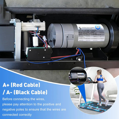 Beefy 3.0 HP Treadmill Drive Motor With Flywheel 130 Vdc 2238 Watts Replacement For NordicTrack And ProForm Performance 800I And Similar Models M-405560 Plug-and-Play Install shown with wiring details
