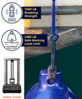 Rugged Four Pack Boat Fender Dock Lines Three Eighths Inch By Six Foot Nylon Double Braided With Adjustable Anti Chafe Sleeve And Six Inch Eyelet For Fenders Pontoon PWC Navy Blue showing breaking strength