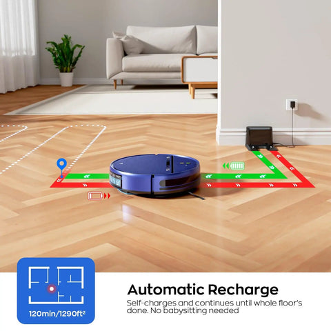 Robot Vacuum And Mop Combo For Pet Hair, Ultra Slim 2.87 Inch Body, 2300Pa Max Suction, 3D Obstacle Avoidance in living room