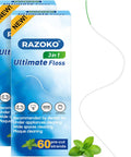 3 In 1 Floss For Braces And Bridges With 120 Pre Cut Strands, Easy Glide Precision Clean packaging with mint leaves