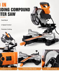 Straight Shooting 10 Inch Sliding Compound Miter Saw Featuring Quick Release Extension Shelf And Smooth 0 To 45 Dual Bevel Pivot For Frustration Free Cutting Through Wood Plastic Or Tile.