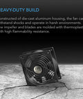 Quiet 120V Axial Muffin Fan 120x38mm Low Speed Aluminum Body With Dual Ball Bearings UL Certified on cracked surface