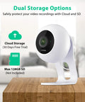1080P Baby Monitor And Indoor Security Camera With WiFi Night Vision Motion Detection 2-Way Audio on wooden table