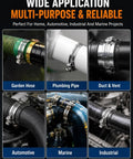 Buy Custom Cut Stainless Steel Hose Clamp By The Foot Roll For Pipe And Radiator Hosing With Heavy Duty Worm Gear Screw Lock For Any DIY Fix Or Pro Job On Ducts And Tubes on garden hose, pipe, duct