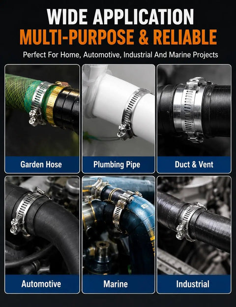 Buy Custom Cut Stainless Steel Hose Clamp By The Foot Roll For Pipe And Radiator Hosing With Heavy Duty Worm Gear Screw Lock For Any DIY Fix Or Pro Job On Ducts And Tubes on garden hose, pipe, duct