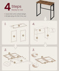 Assembly steps for Folding Computer Desk For Small Spaces With One Piece Desktop And Round Edges Lightweight Craft Table Rustic Brown.