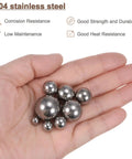Hand holding Pro Grade 24-Piece G200 Precision Balls Set Stainless Steel 304 Bearing Balls Eight Sizes From 1/4 In To 3/4 In Assortment Kit