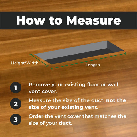 Measurement guide for Lowkey Sleek Contemporary Artisan Style Vent Cover With Solid Cast Steel Interior, 4x12 Inches