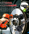 No Sweat All In One Wheel Hub And Brake Rotor Cleaning Kit With Heavy Carbon Steel Wire Brushes demonstrates universal compatibility with drills.