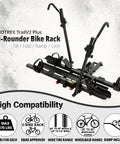 Hitch Mounted Ebike Rack For Two With 46 Inch Ramp Tilt Fold Design Anti Theft Locks And Wheel Locks 170 Lb Capacity Fits 2 Inch Receiver on SUV
