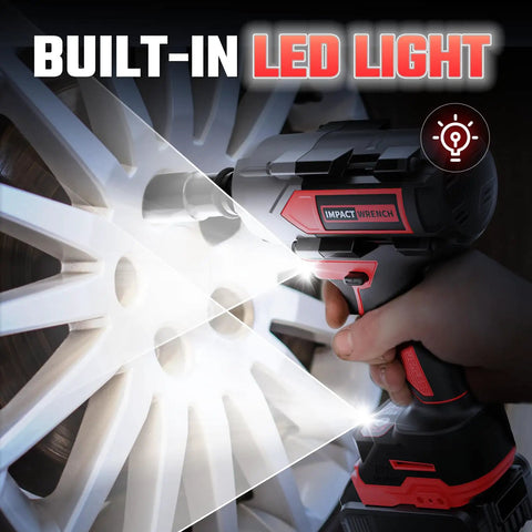 Built Tough Half Inch Cordless Impact Wrench Delivers Serious Grunt For Auto Work Compatible With Milwaukee 18V Batteries features built-in LED light for visibility.