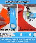 Automatic Needle Threader For Sewing Machines, 4 In 1 Multitool With Built In Ruler, Magnifier And Magnetic Seam Guide, Finger Safe Threading, Quick Setup For Quilting And Everyday Sewing Supplies Blue