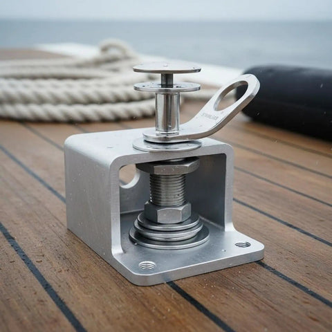 Deck Mount Guard Hanger With Quick Release Pin for Marine Gear and Rope Chafe Protection, Polished Stainless Steel No Slip Hook, One Hand Quick Clip for Easy Attachment or Detachment, Ideal for Yachts, Boats, RVs and Vessels, mounted on deck