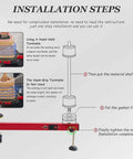 Installation steps for Built Different Heavy Duty Electric Pallet Wrapping Machine with visual instructions and components.