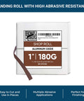 1X150FT Emery Cloth Sandpaper Roll Aluminum Oxide 180 Grit for wood and metal, in a 50 yard roll with durable packaging.