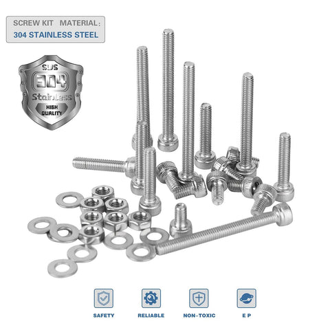 Durable M3 Hardware Kit With 304 Stainless Steel Hex Socket Cap Screws, Nuts And Flat Washers on display